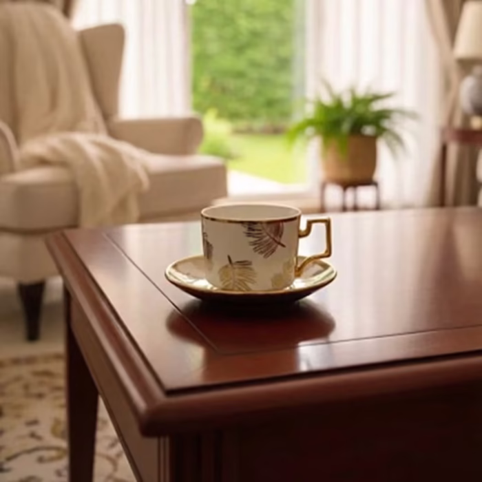 GOLDEN LEAF CUP N SAUSER (SET OF 6)