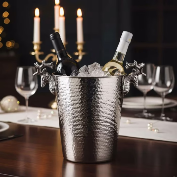 SILVER REINDEER ICE BUCKET