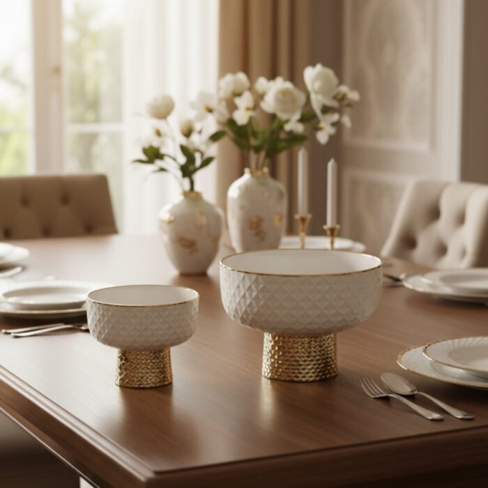 GOLD ACCENT SERVING BOWL (SMALL & LARGE SET)