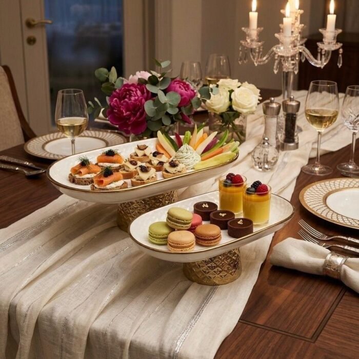 GOLD ACCENT SNACK PLATE SET (SMALL & LARGE)