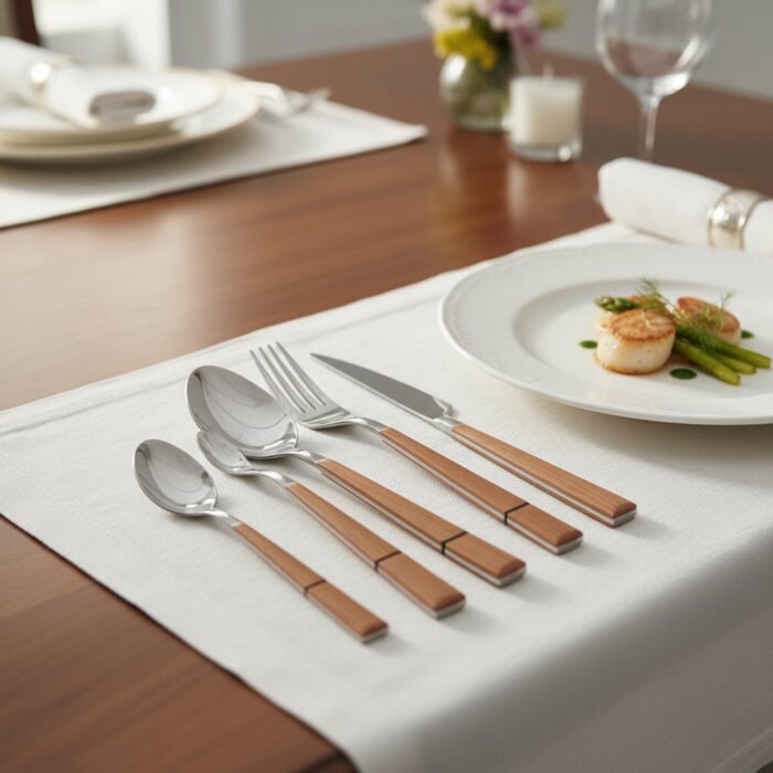 SILVER WOODEN CUTLERY (SET OF 24 PIECES)